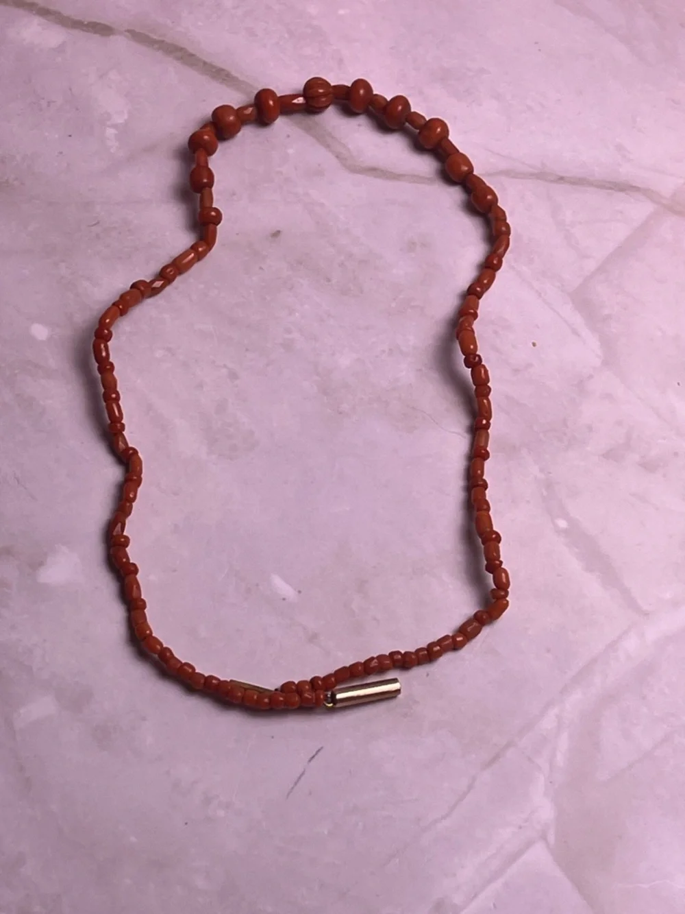 Antique 1900's 9k gold & Carnelian Beaded necklace - Picture 6 of 10